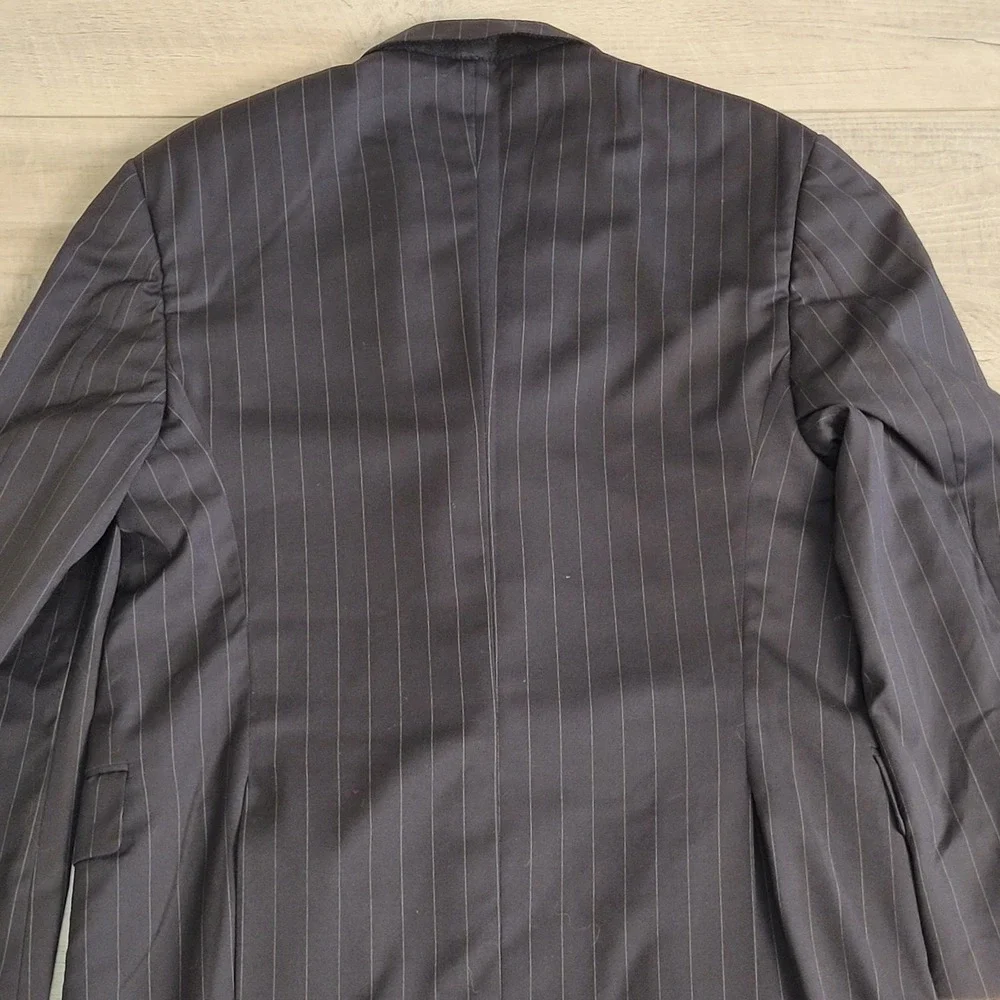 🧥Burberry London Blazer Mens 41 S Navy Pinstripe 100% Wool Suit Jacket USA